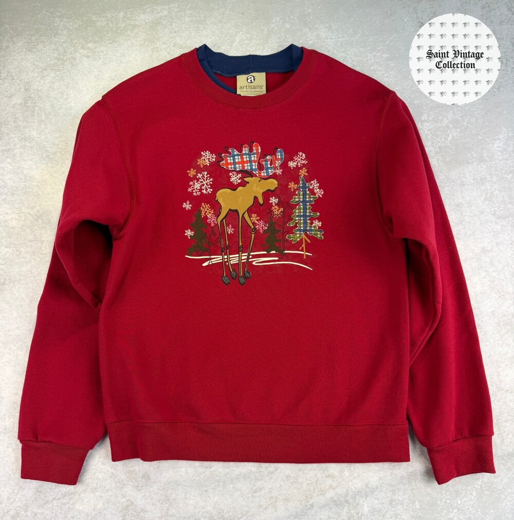 Y2K Artisans Plaid Double Collar Small Christmas Sweater